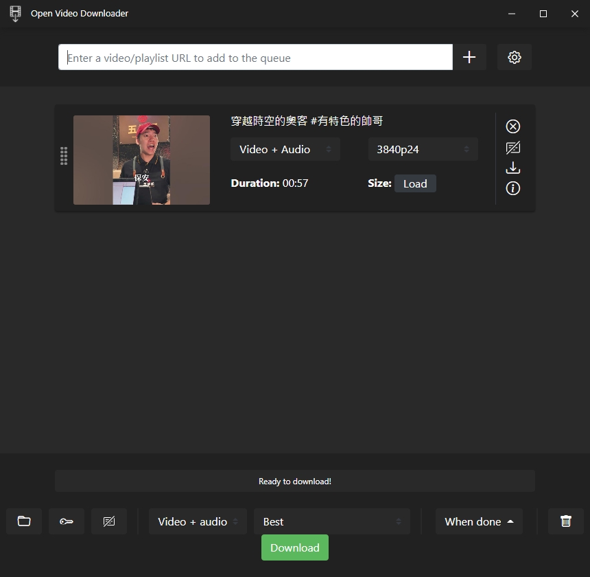 Интерфейс Open Video Downloader: Практический сценарий: короткий фрагмент