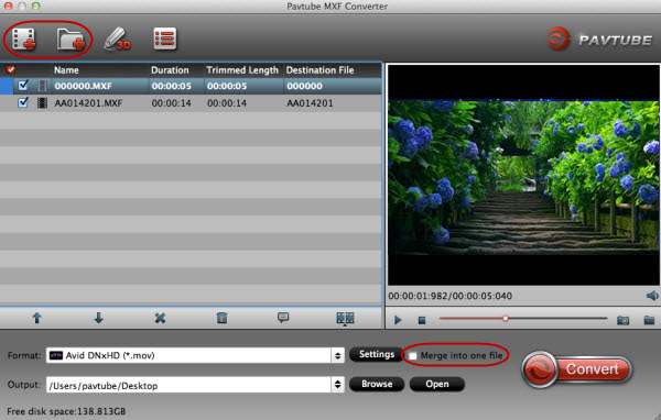 Главное окно Pavtube MXF Converter с очередью файлов и выбором монтажного профиля