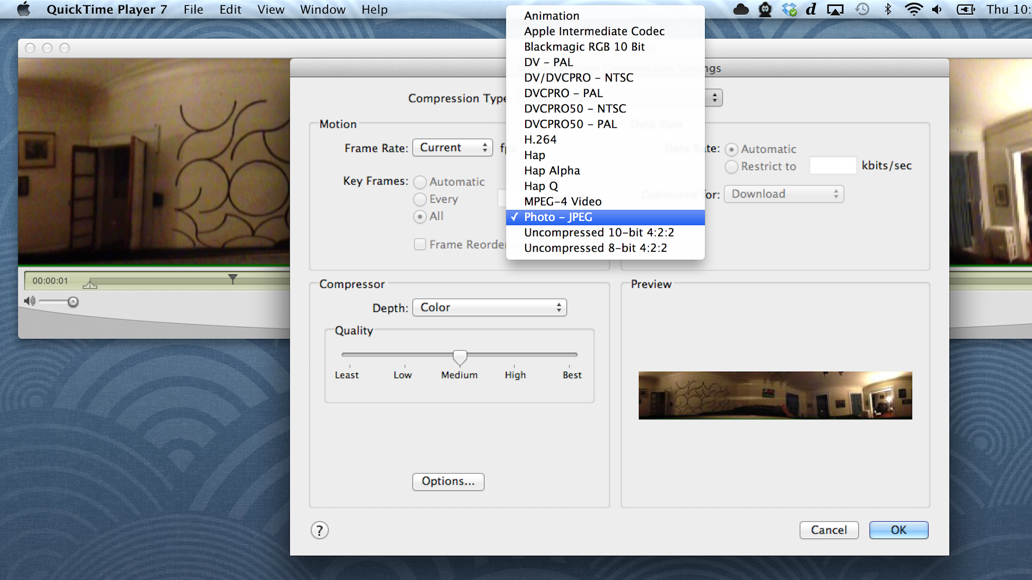 Интерфейс QuickTime Pro
