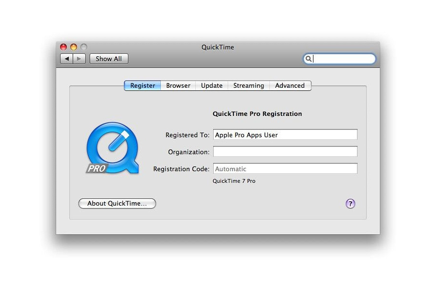 Интерфейс QuickTime Pro