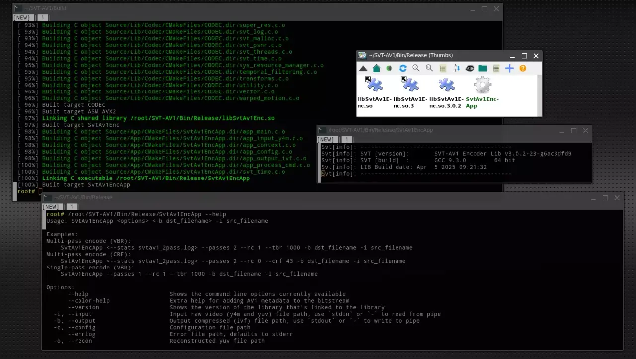 Сборка SVT-AV1 в Linux, SvtAv1EncApp и вывод команды --help