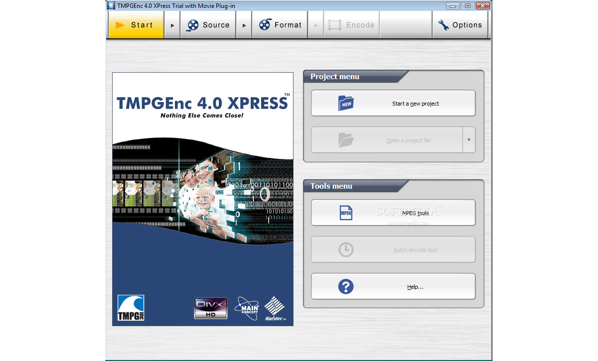 Стартовый экран TMPGEnc XPress