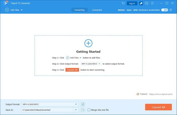 Главное окно Tipard TS Converter
