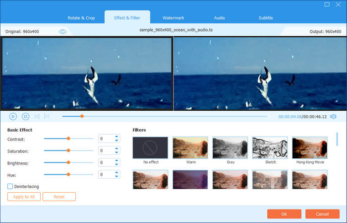 Настройка эффектов Tipard TS Converter