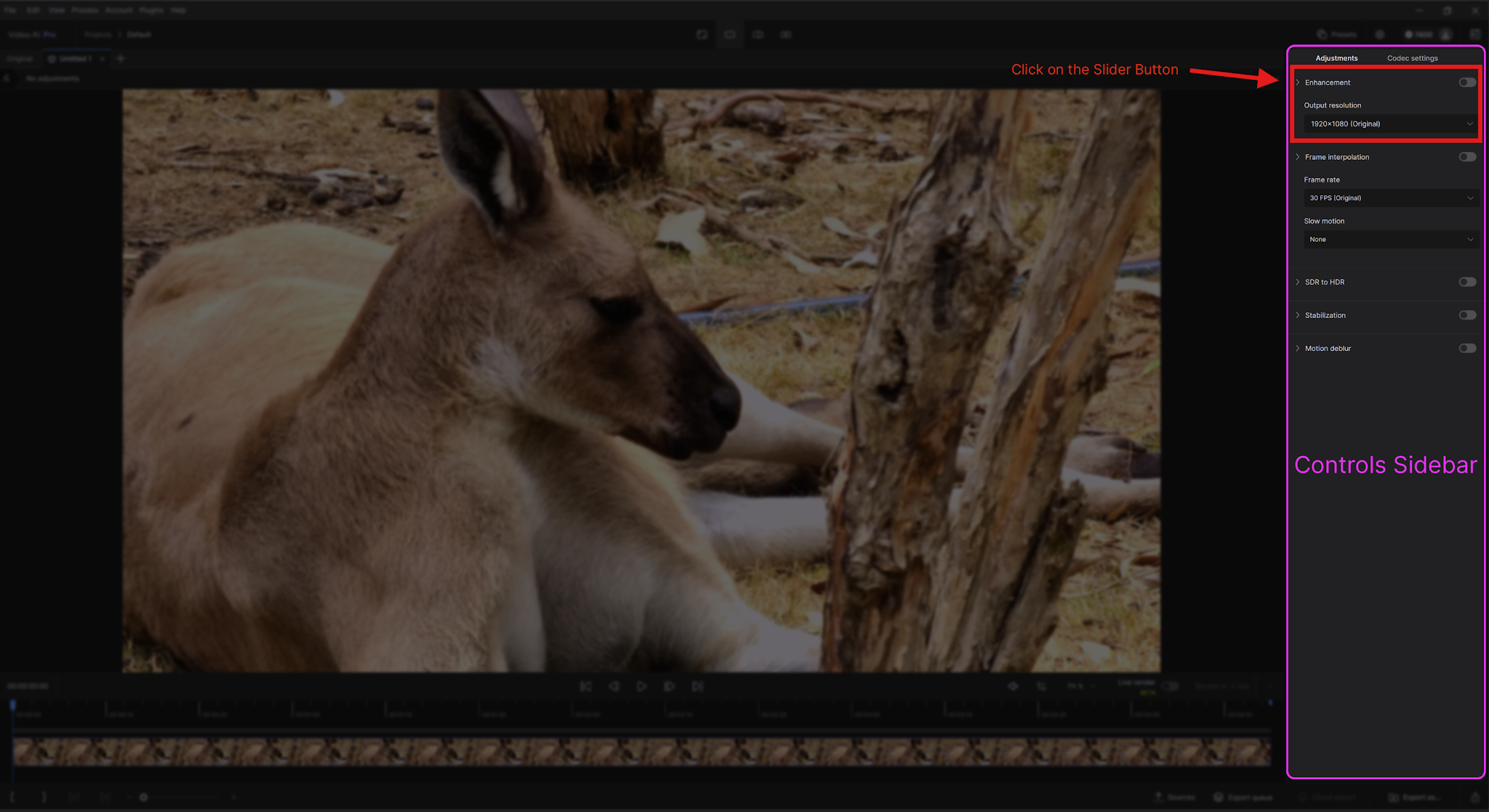 Список моделей Enhancement в Topaz Video AI