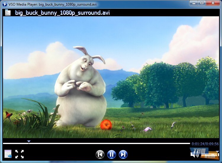 Главное окно VSO Media Player во время воспроизведения видео Big Buck Bunny