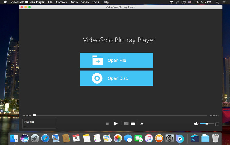 Главное окно VideoSolo Blu-ray Player на macOS