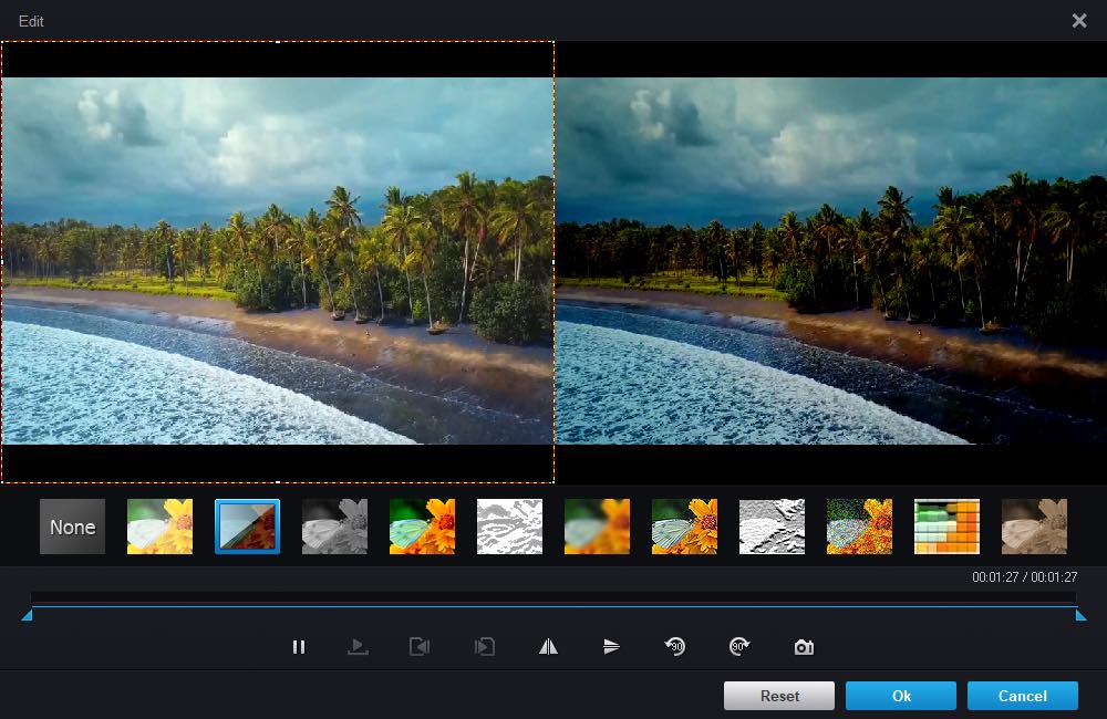 Сравнение исходного и обработанного кадра в окне Edit WonderFox DVD Ripper Pro