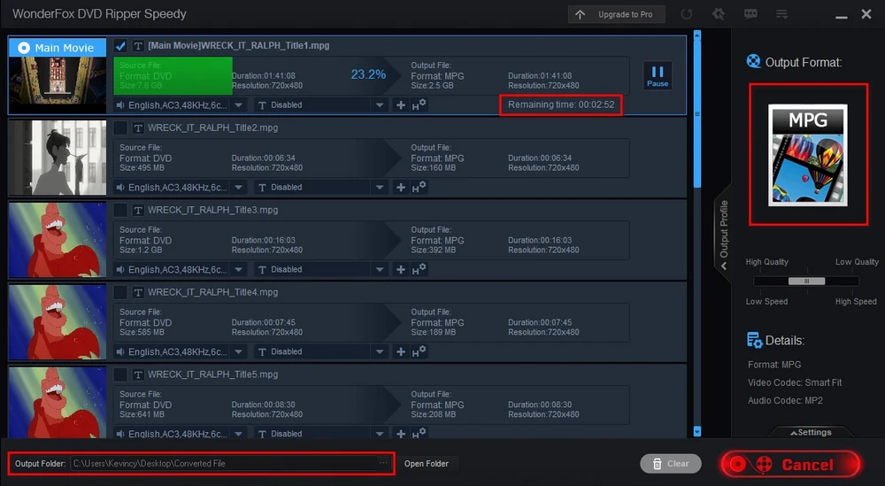 Пакетная обработка titles в WonderFox DVD Ripper Speedy