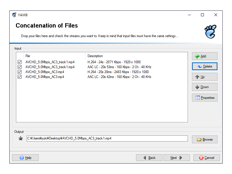Мастер Concatenation of Files в YAMB со списком дорожек