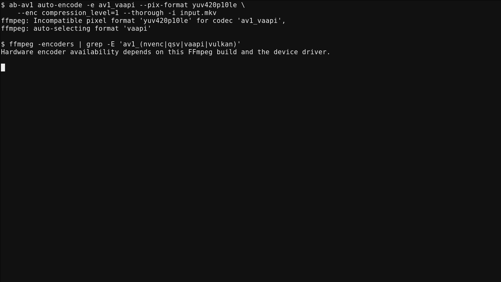 ab-av1: поиск качества с альтернативным FFmpeg-энкодером