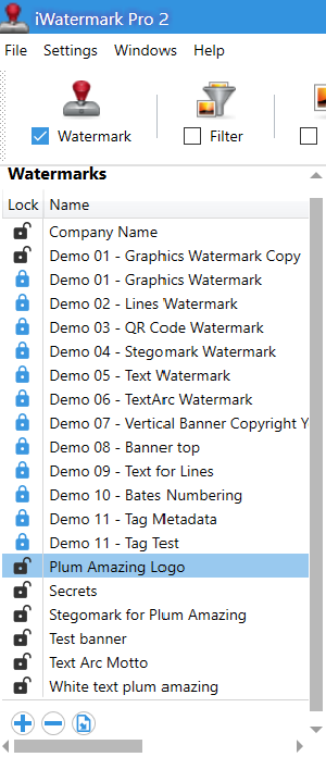 Watermark List в iWatermark Pro