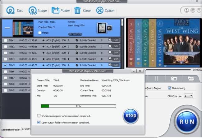 Интерфейс WinX DVD Ripper