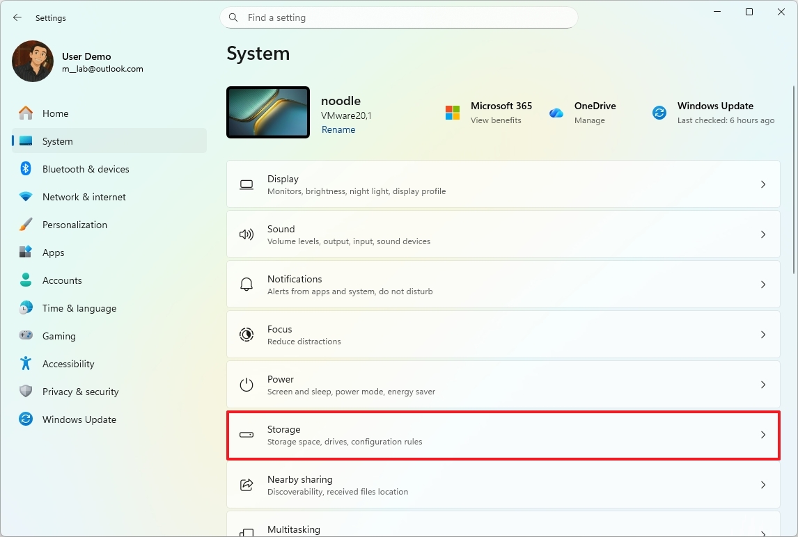 Раздел Память в Windows 11