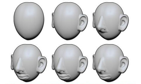 Пример быстрого построения головы через insert mesh и DynaMesh