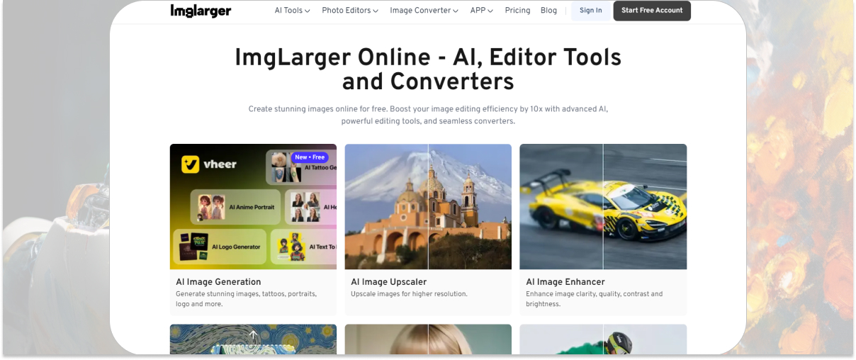 AI Image Enlarger — интерфейс