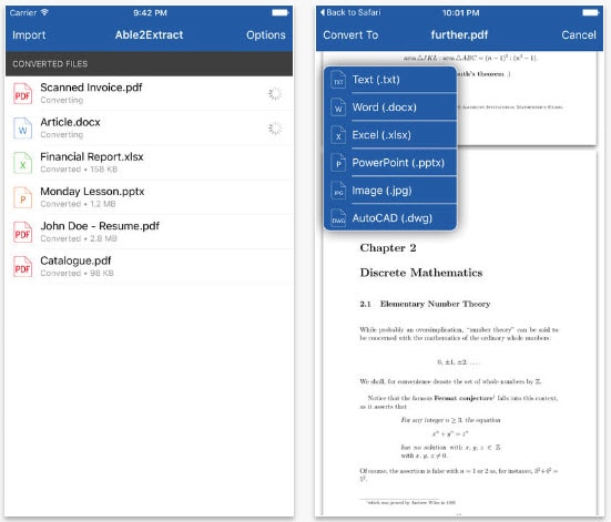 Скриншот Able2Extract Mobile: able to extract pdf