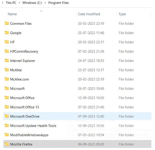 Папка Program Files в Проводнике Windows