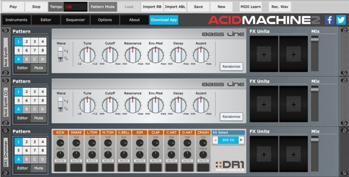 Скриншот интерфейса Acid Machine
