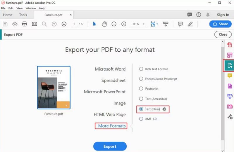 Adobe Acrobat Pro на macOS: экспорт PDF