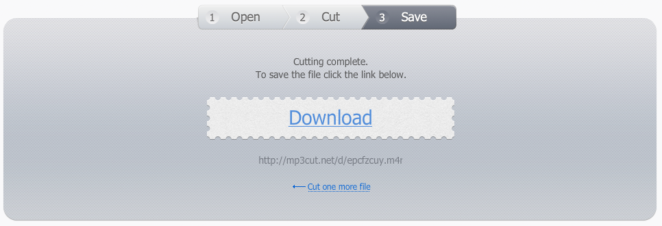 Финальный экран MP3Cut с кнопкой Download