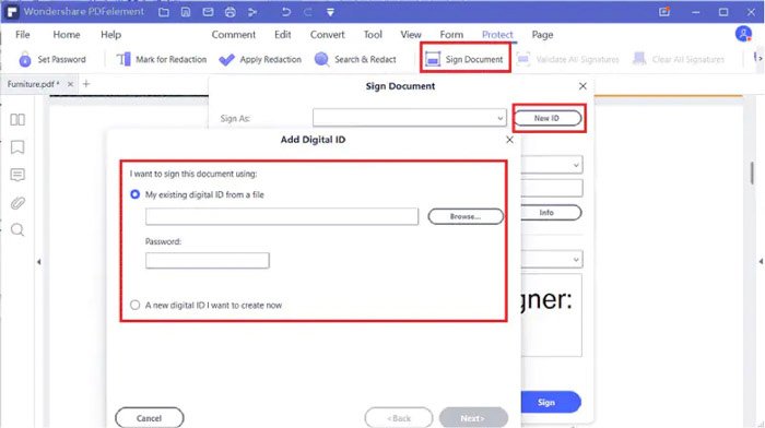 Создание цифрового идентификатора в PDFelement