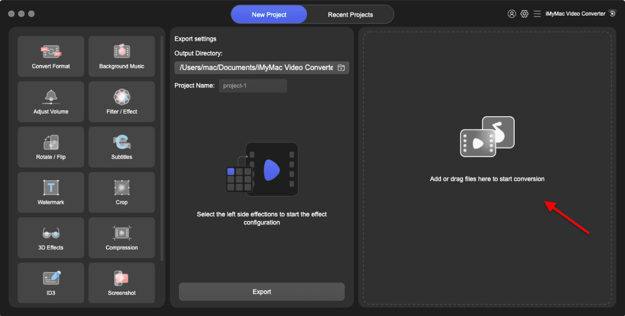 Добавление файла в iMyMac Video Converter