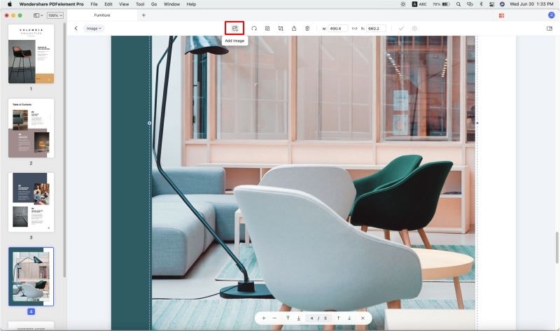 Добавление изображения в PDFelement на Mac