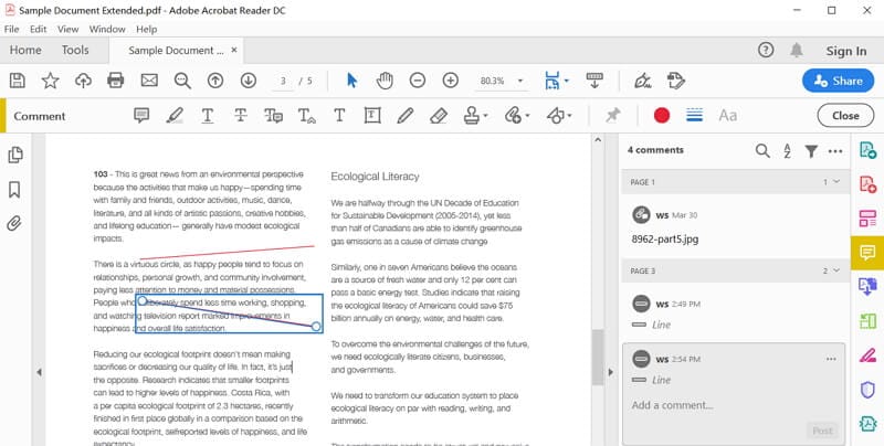 Добавление линии в Adobe Acrobat