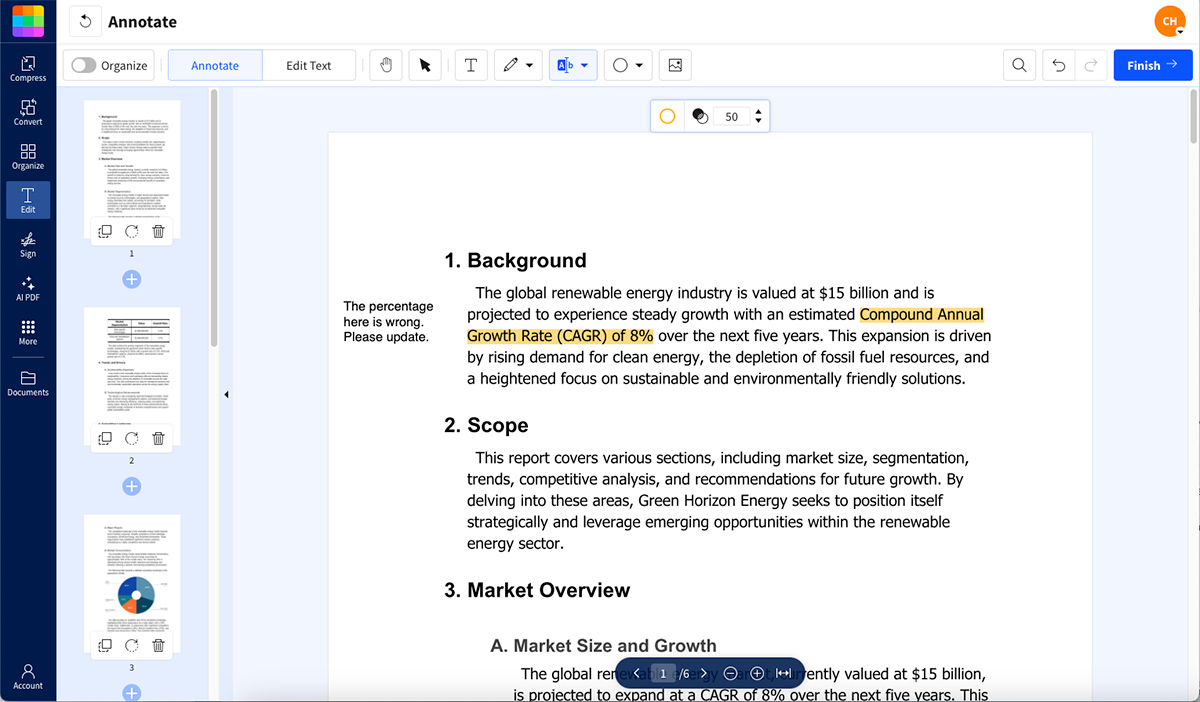 Добавление заметок в Smallpdf