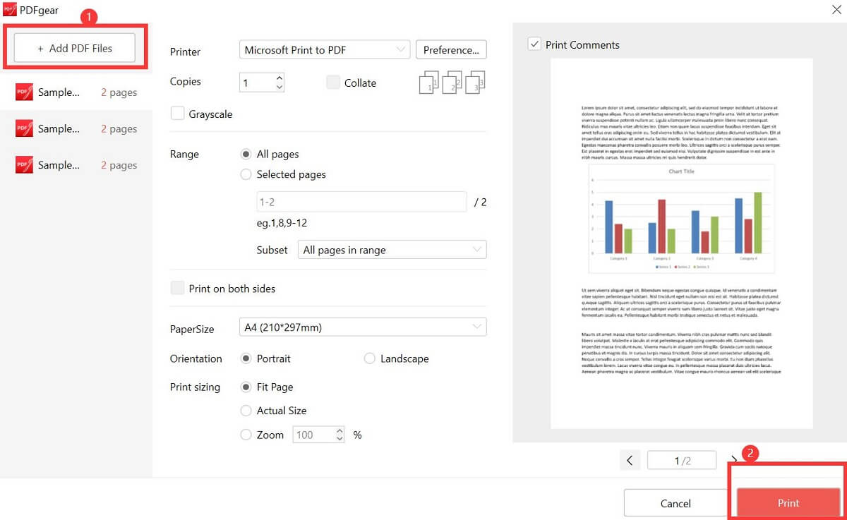 Пакетная печать PDF в PDFgear