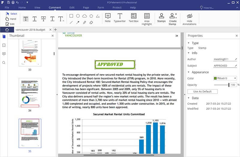 Скриншот интерфейса PDF-редактора со штампом