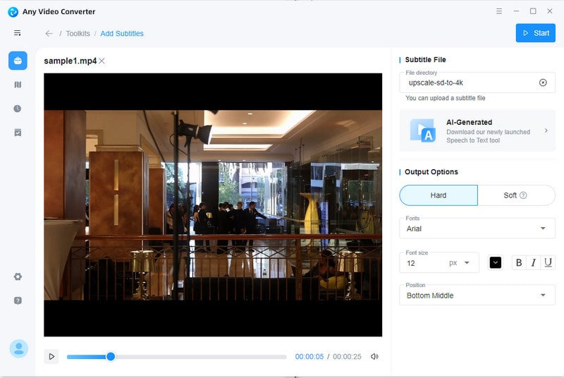 Добавление субтитров в Any Video Converter