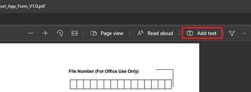 Кнопка добавления текста в Microsoft Edge