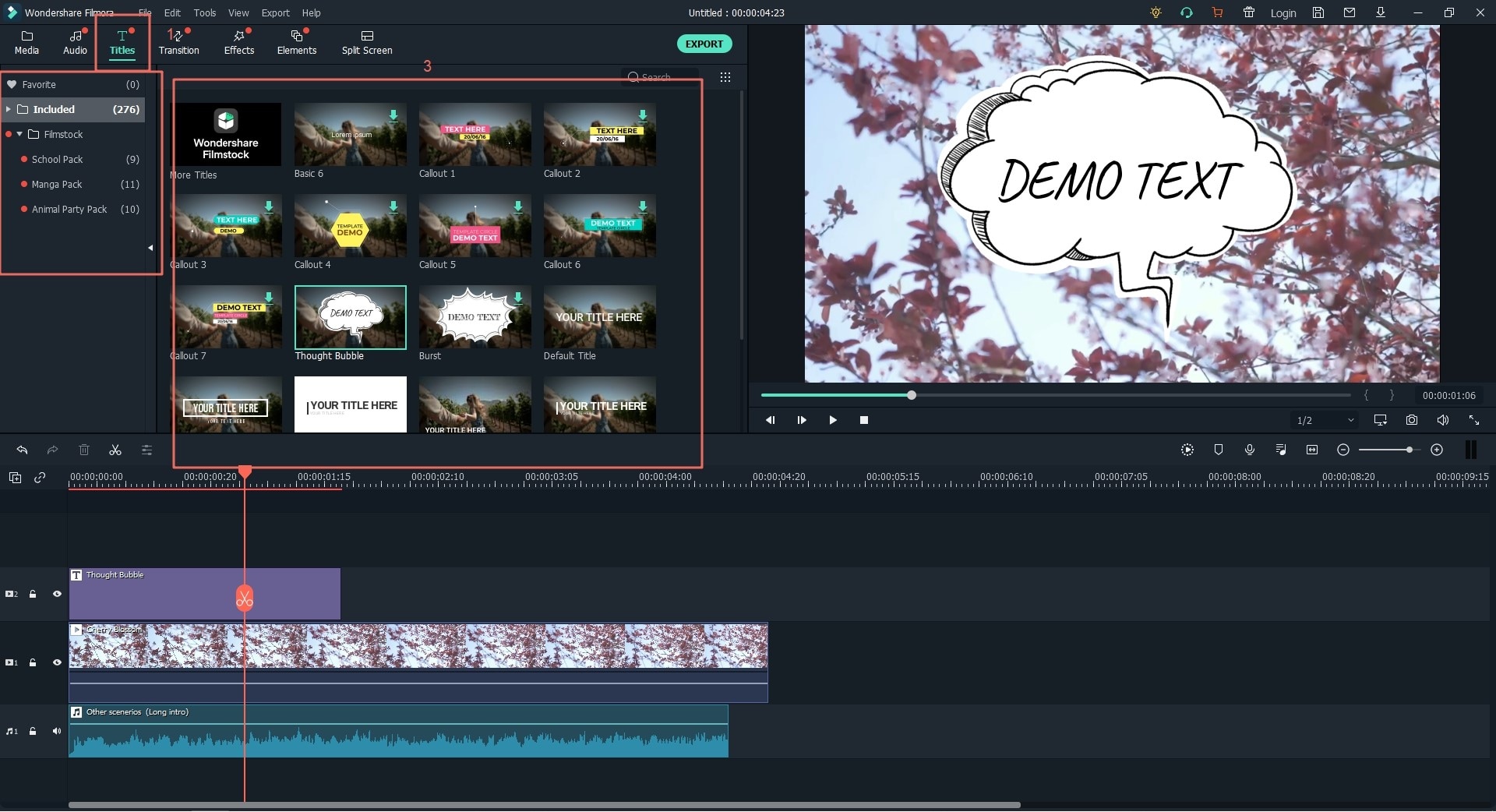Интерфейс Shotcut для простого интро