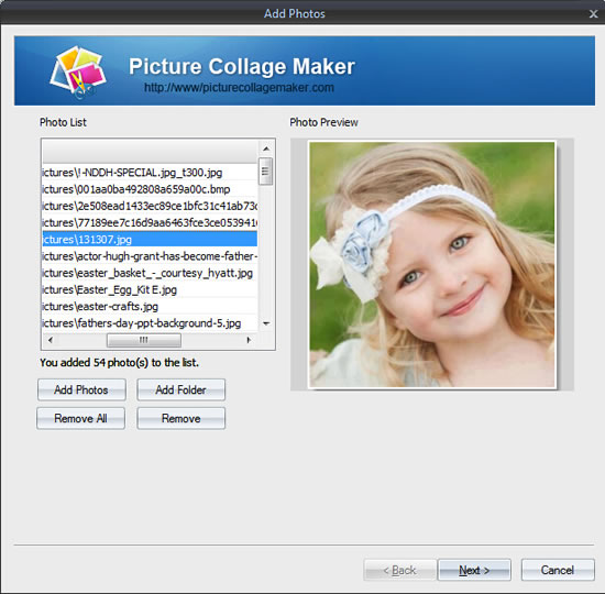 Добавление фотографий через Add Photos и Add Folder