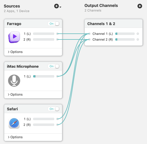 Добавление Safari и микрофона в виртуальное устройство Loopback