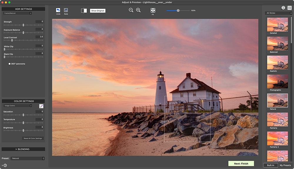 Интерфейс Photomatix Pro с окном Adjust & Preview