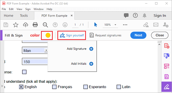 Добавление подписи в Adobe Acrobat Reader