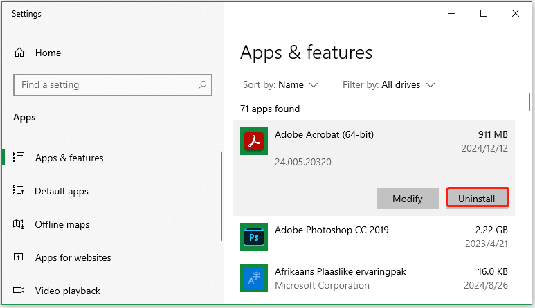 Проверка проблем установки Adobe Reader