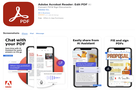 Adobe Acrobat Reader на iPhone