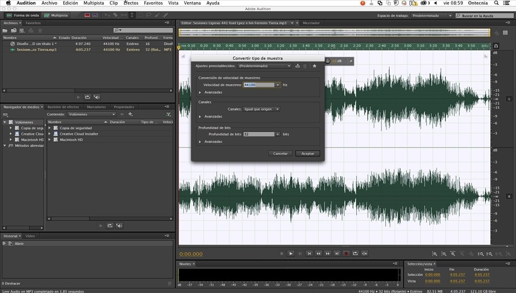 Окно Convert Sample Type в Adobe Audition