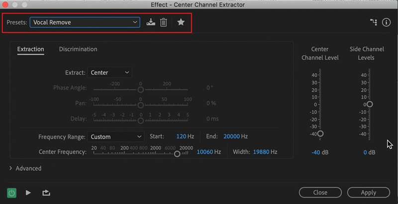 Скриншот Adobe Audition Center Channel Extractor