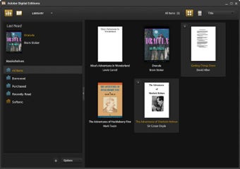Главное окно Adobe Digital Editions с библиотекой книг