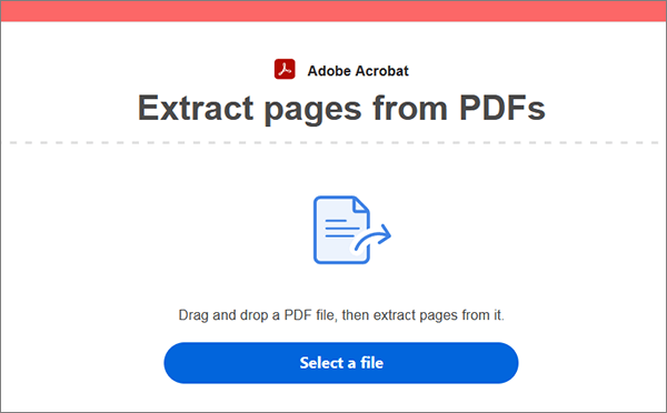 Онлайн-инструмент Adobe Acrobat для извлечения страниц
