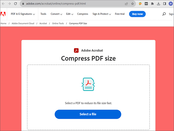 Онлайн-сжатие PDF в Adobe Acrobat
