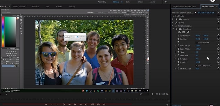 Premiere Pro на Mac: эффект отражения клипа