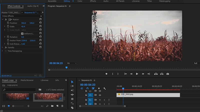Интерфейс Adobe Premiere Pro