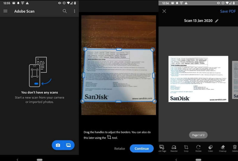 Adobe Scan на iPhone и Android для создания PDF из сканов