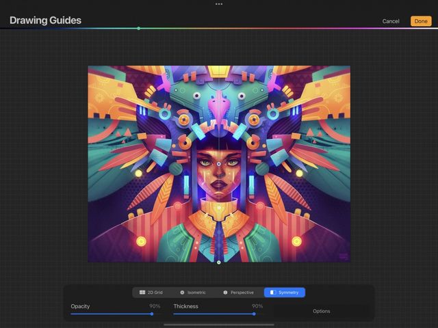 Режим Symmetry Guide в Procreate